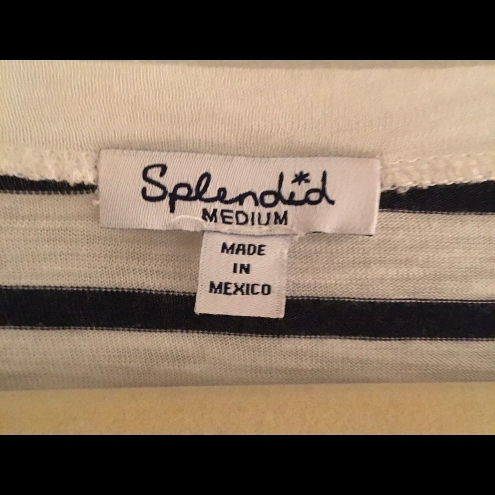Splendid Vneck Tee - -M blue /white striped , - Picture 3 of 5